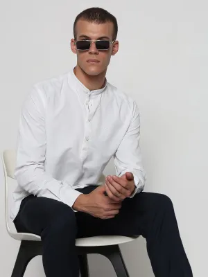 Casual Shoes Comfortable Style Men's White Mandarin Collar Slim Fit Shirt