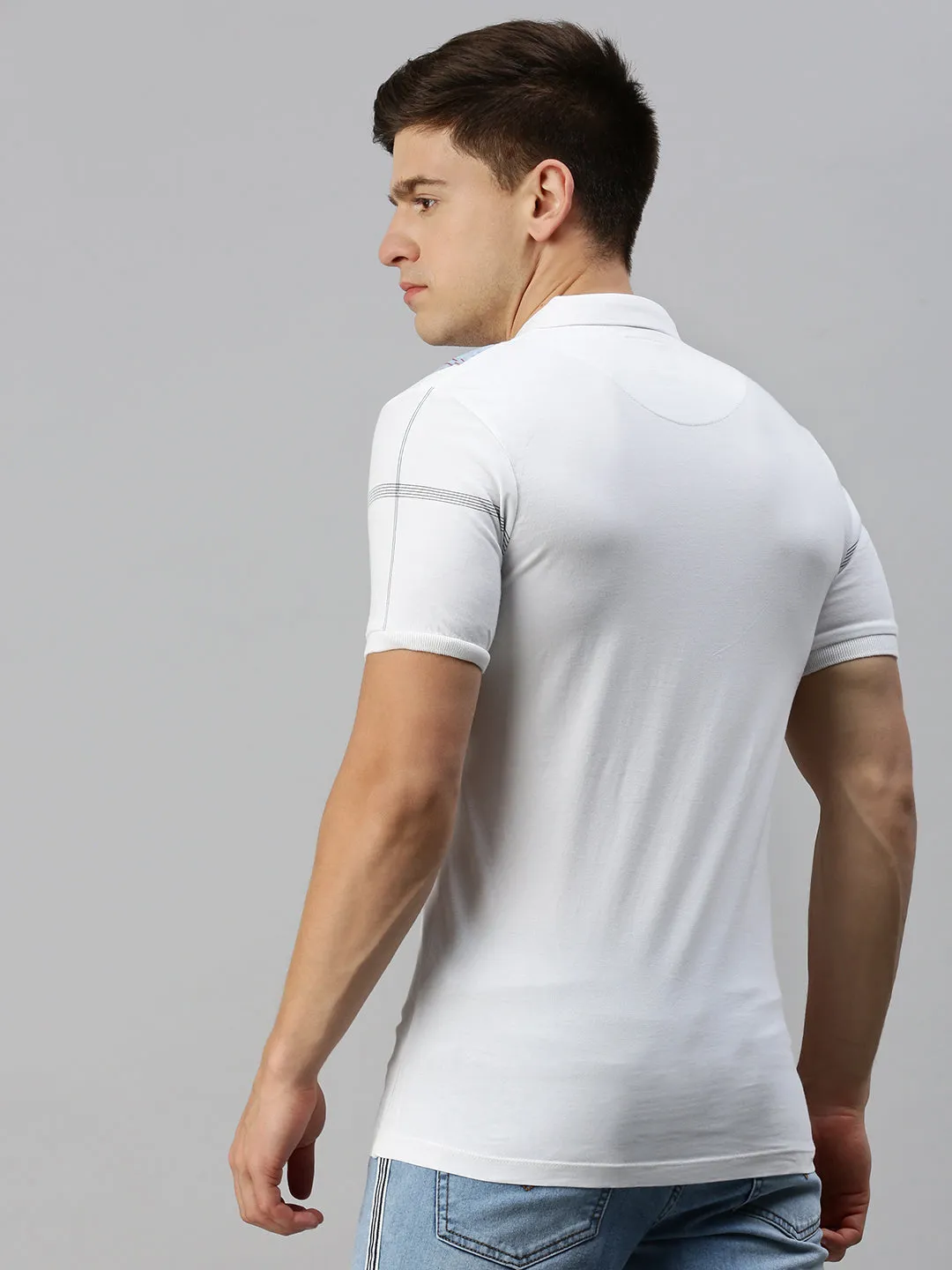 Travel Relaxed product fleece lining warmth Men's White Printed Casual T-Shirt