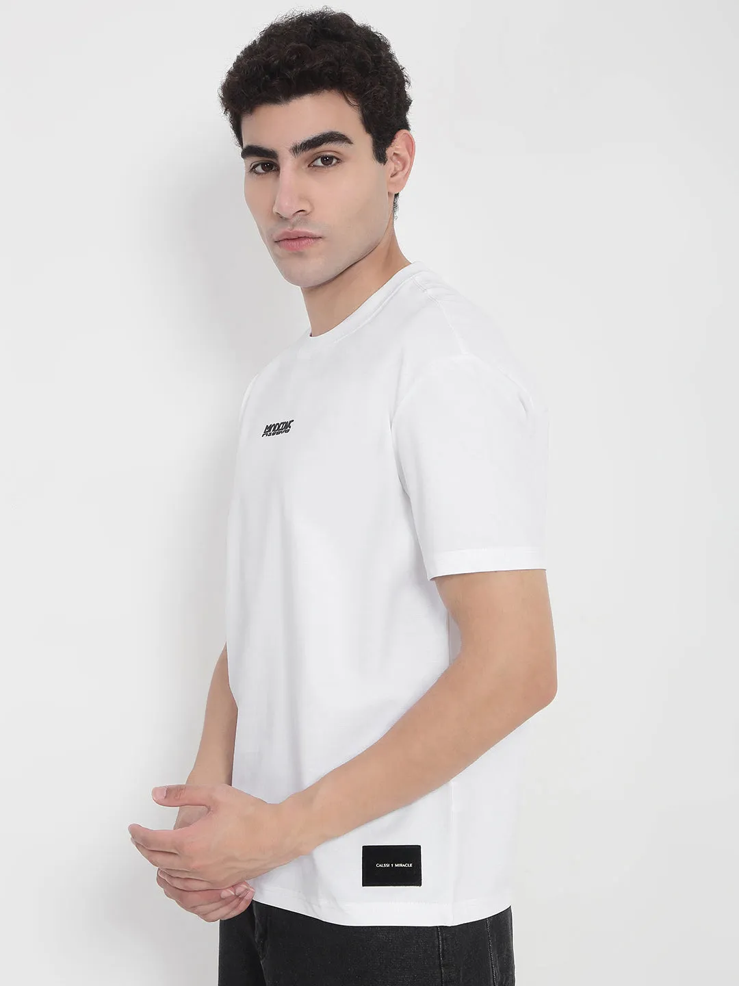 Men's White Printed Typography T-Shirt Weekend Wear Teacher Chic