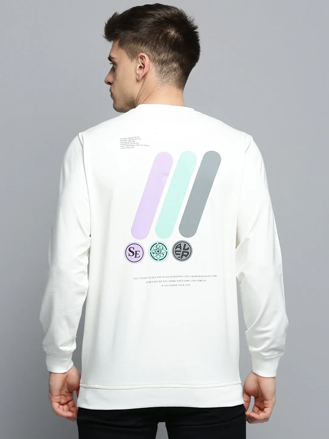 product after sales service Soft and Warm Men's White Pullover Sweatshirt