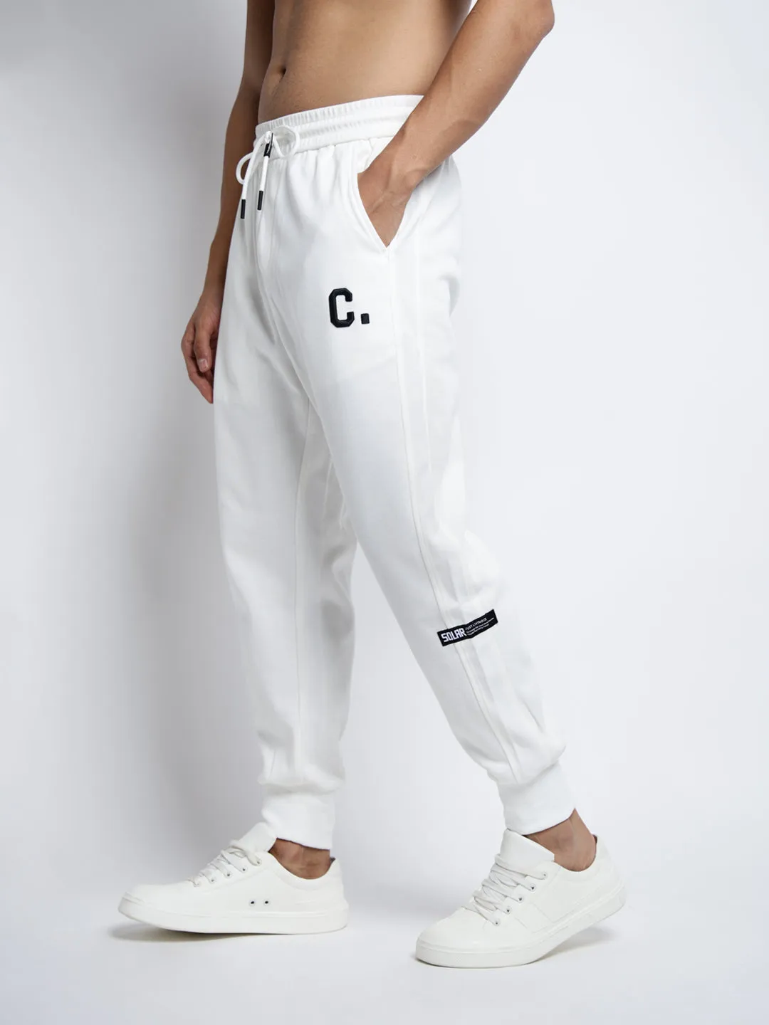 Quick Adjust Fit Men's White Relaxed Fit Joggers