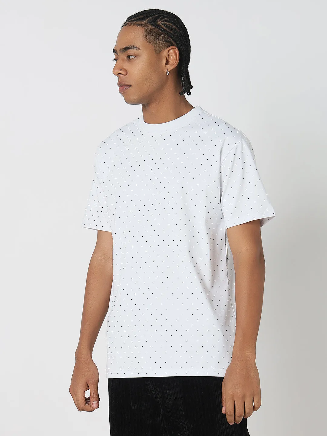 Men's White Relaxed Fit T-Shirt with Stone Embellishment Love Energy