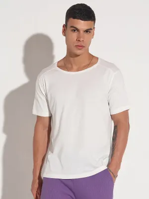 Men's White Round Neck Regular Fit T-Shirt Smart Fit