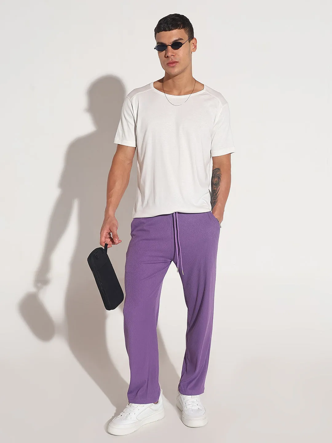 Ship Glow Men's White Round Neck Regular Fit T-Shirt