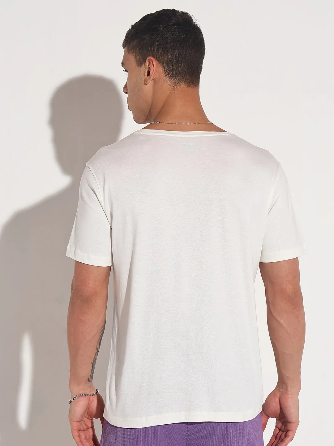 Future Edge Men's White Round Neck Regular Fit T-Shirt