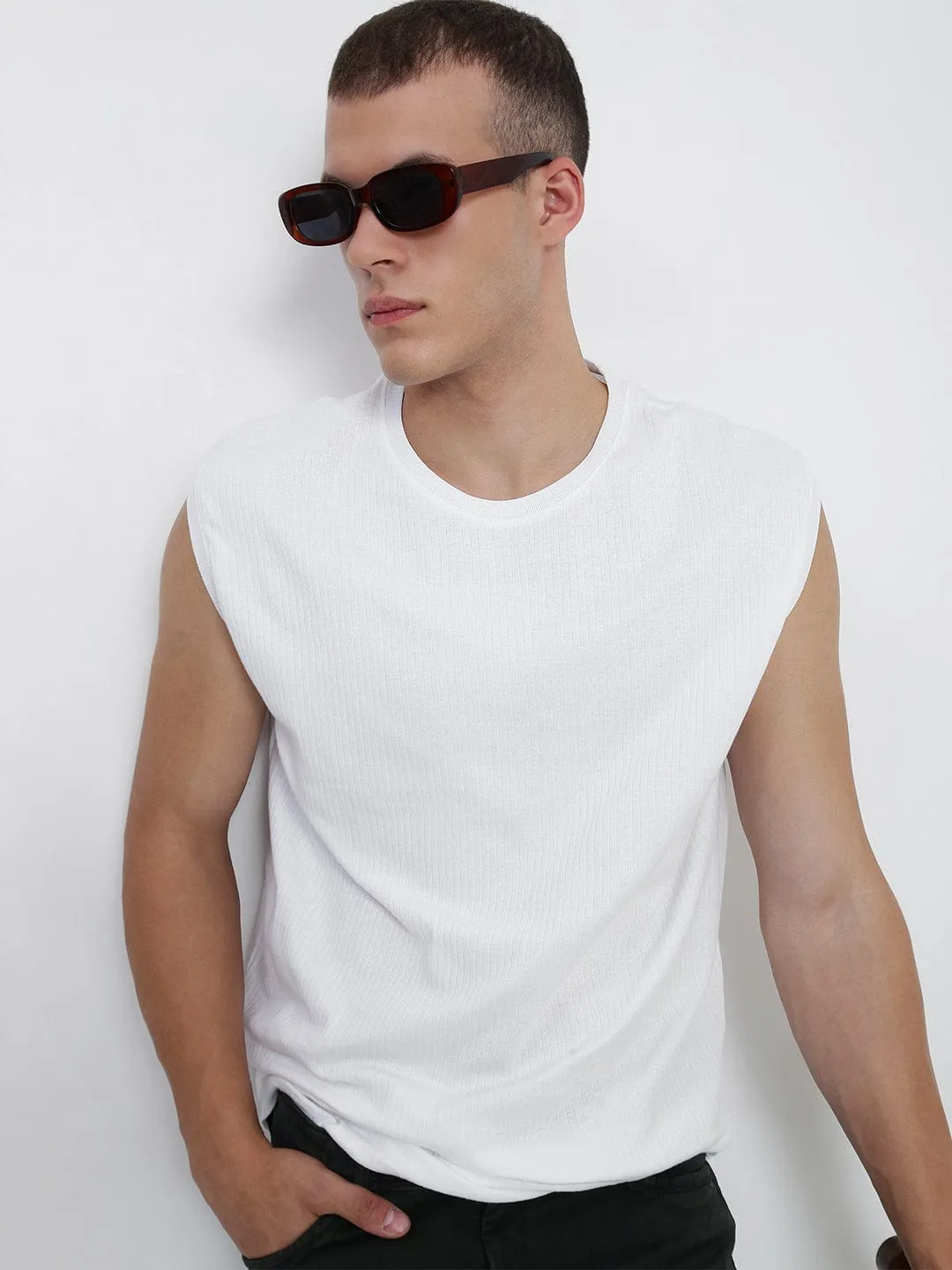 Cool Frame Men's White Round Neck Regular Fit T-Shirt