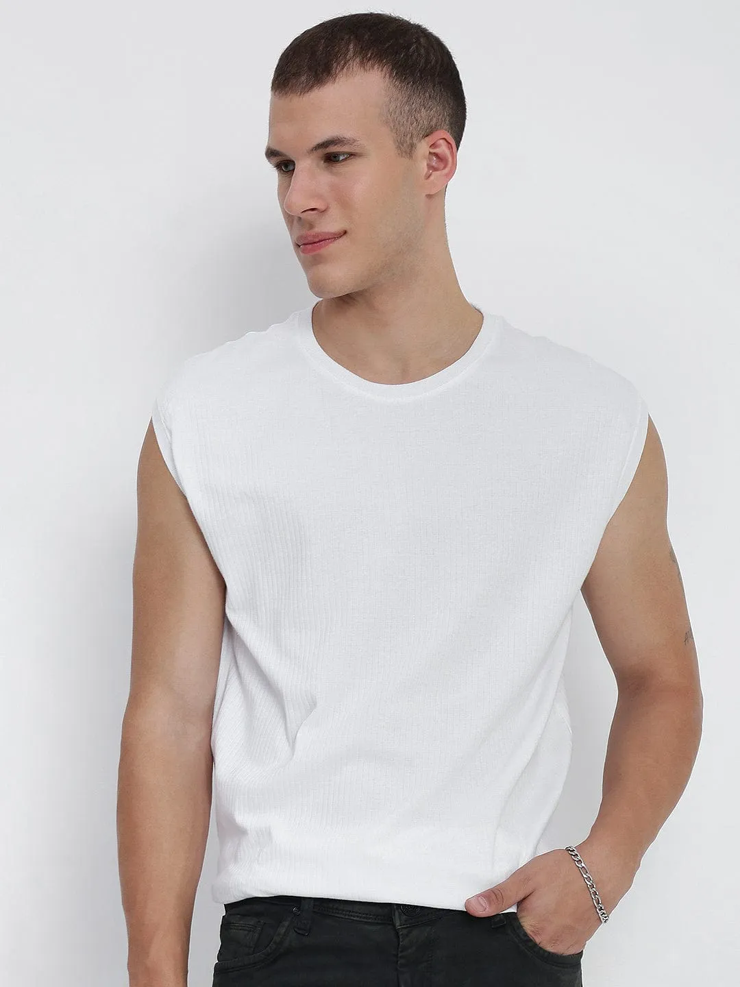 Linen Soul Weatherproof Men's White Round Neck Regular Fit T-Shirt