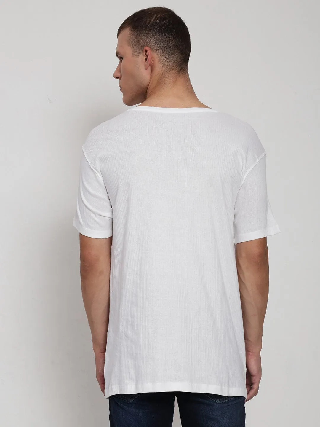 Stylish Jeans Sustain Glow Men's White Round Neck Regular Fit T-Shirt