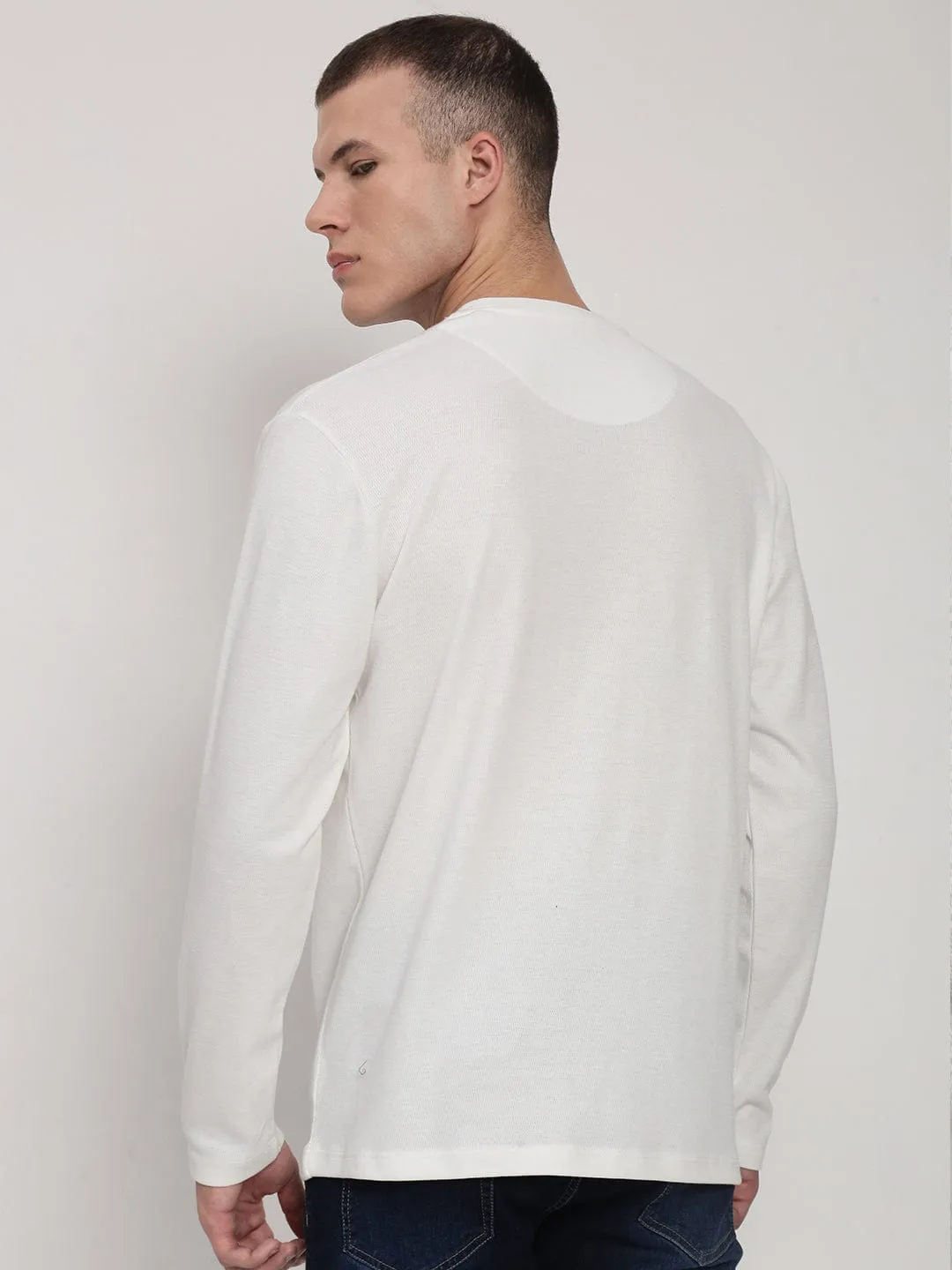 Oversized Design Easy Look Men's White Round Neck Slim Fit T-Shirt