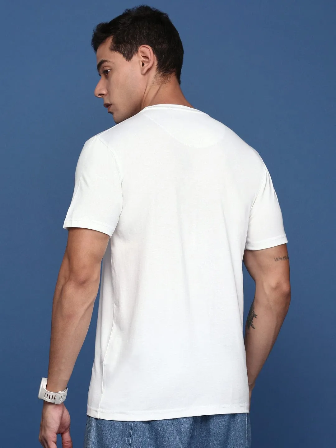 product gift worthiness Men's White Solid Henley Neck Cotton Slim Fit T-Shirt