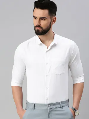 Light Sweatshirt Men's White Solid Slim Fit Shirt