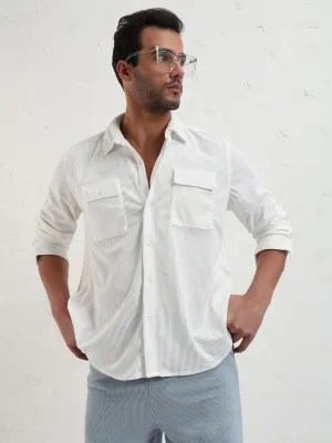 Inner Glow Men's White Solid Slim Fit Shirt