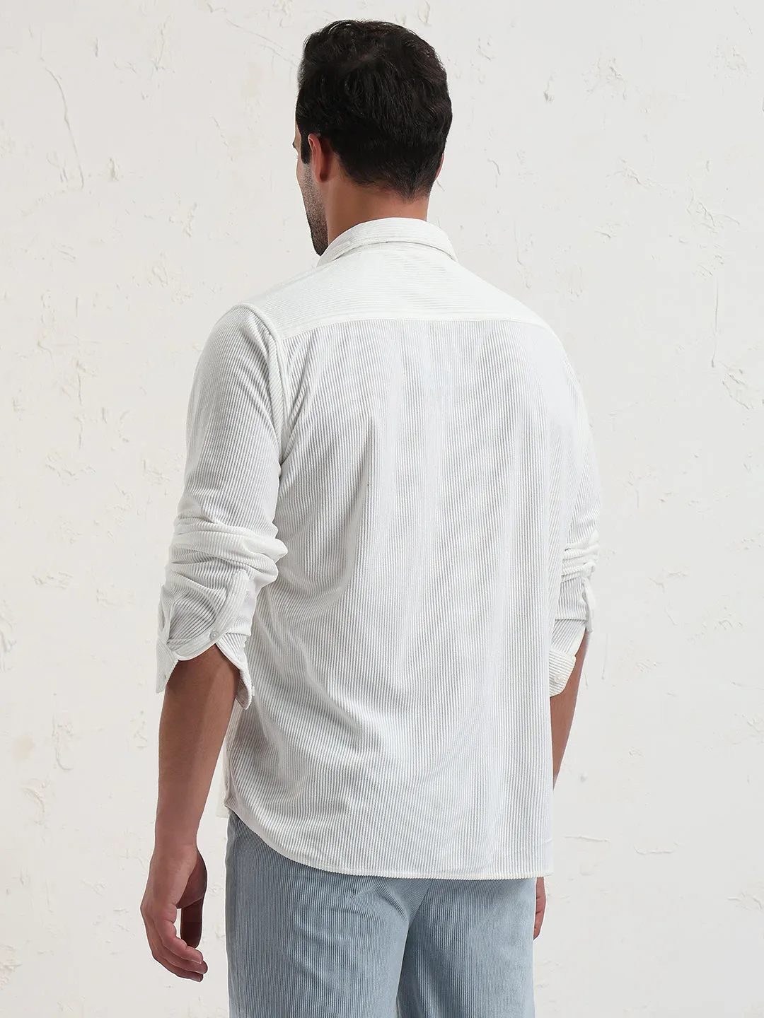 Men's White Solid Slim Fit Shirt Dream Core