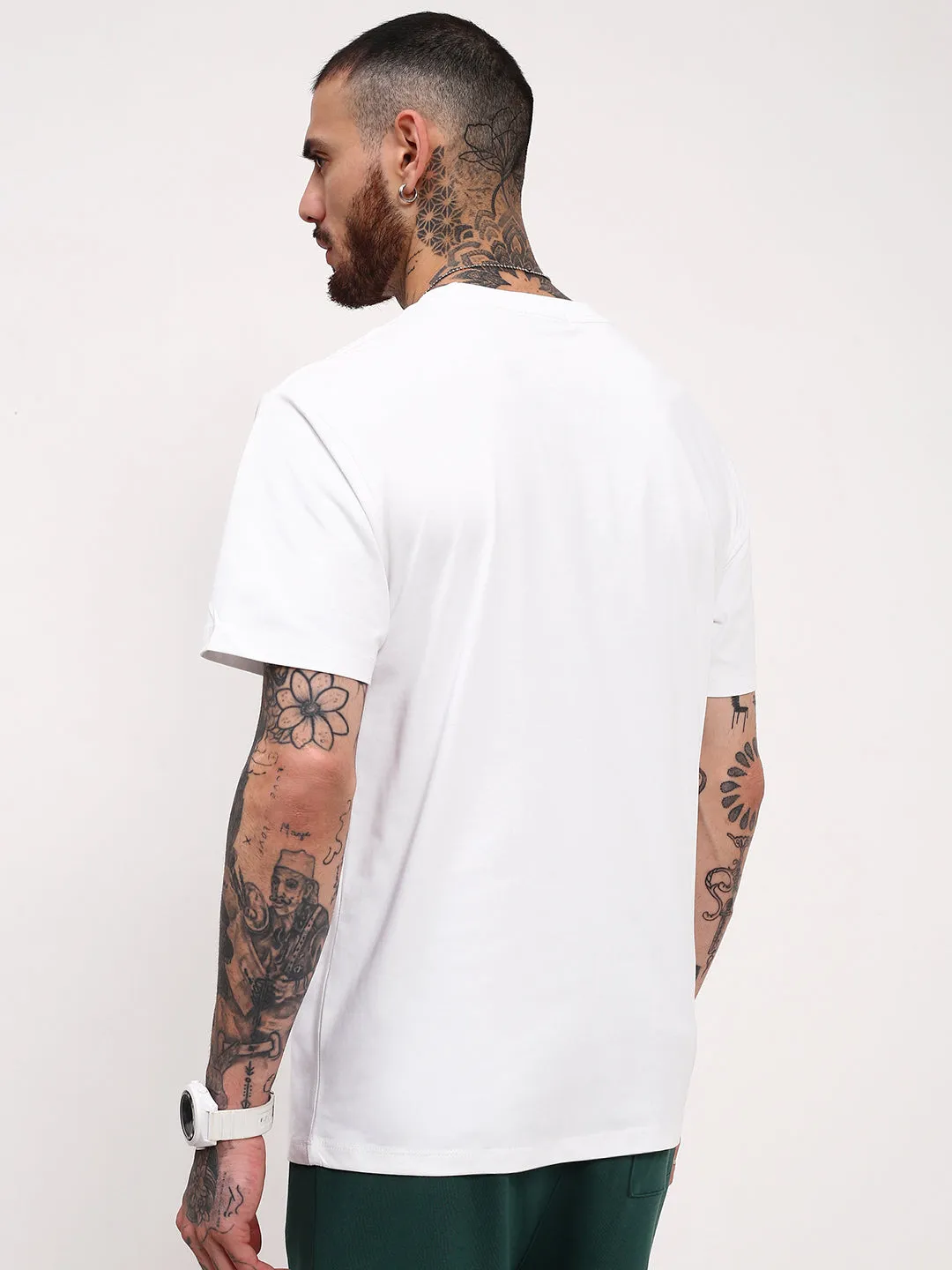 Easy to store All-Day Wear Men's White Typography Printed Cotton T-Shirt