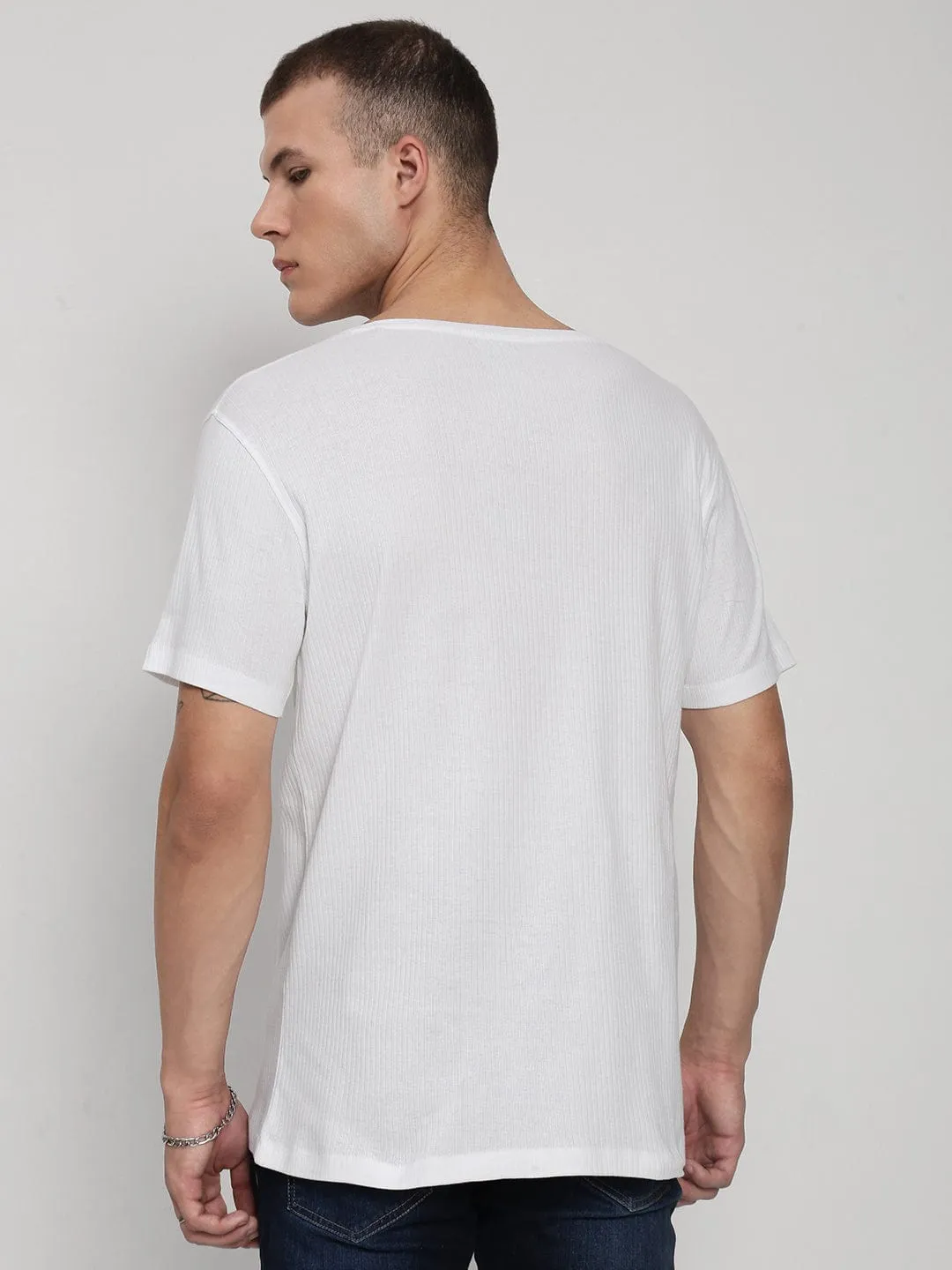 Men's White V-Neck Regular Fit T-Shirt VentilatedKnit AntimicrobialTreatment