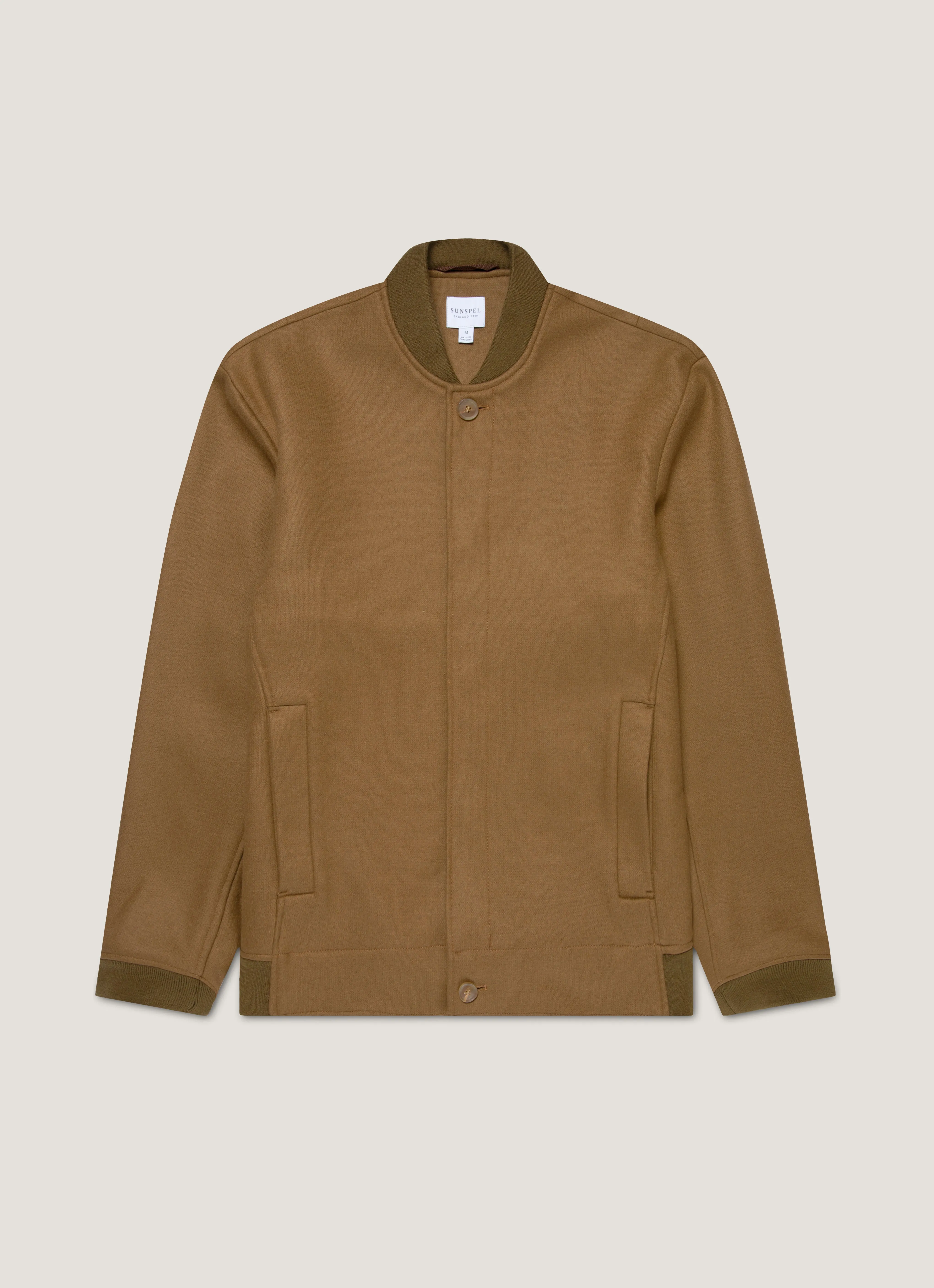 Men's Wool Bomber Jacket in Mole Softshell Fabric