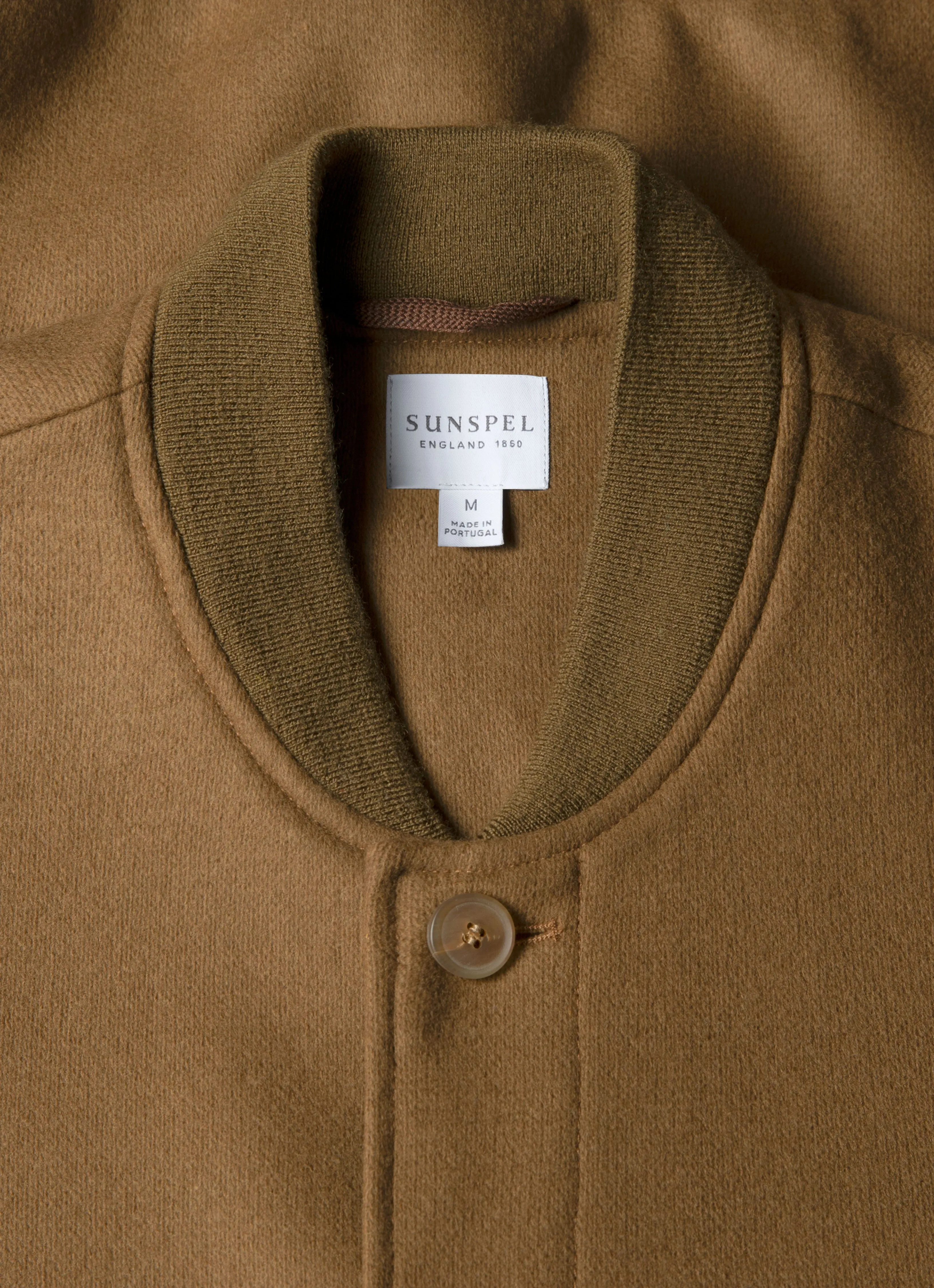 Men's Wool Bomber Jacket in Mole Vegan Fabric Magnetic Fasteners