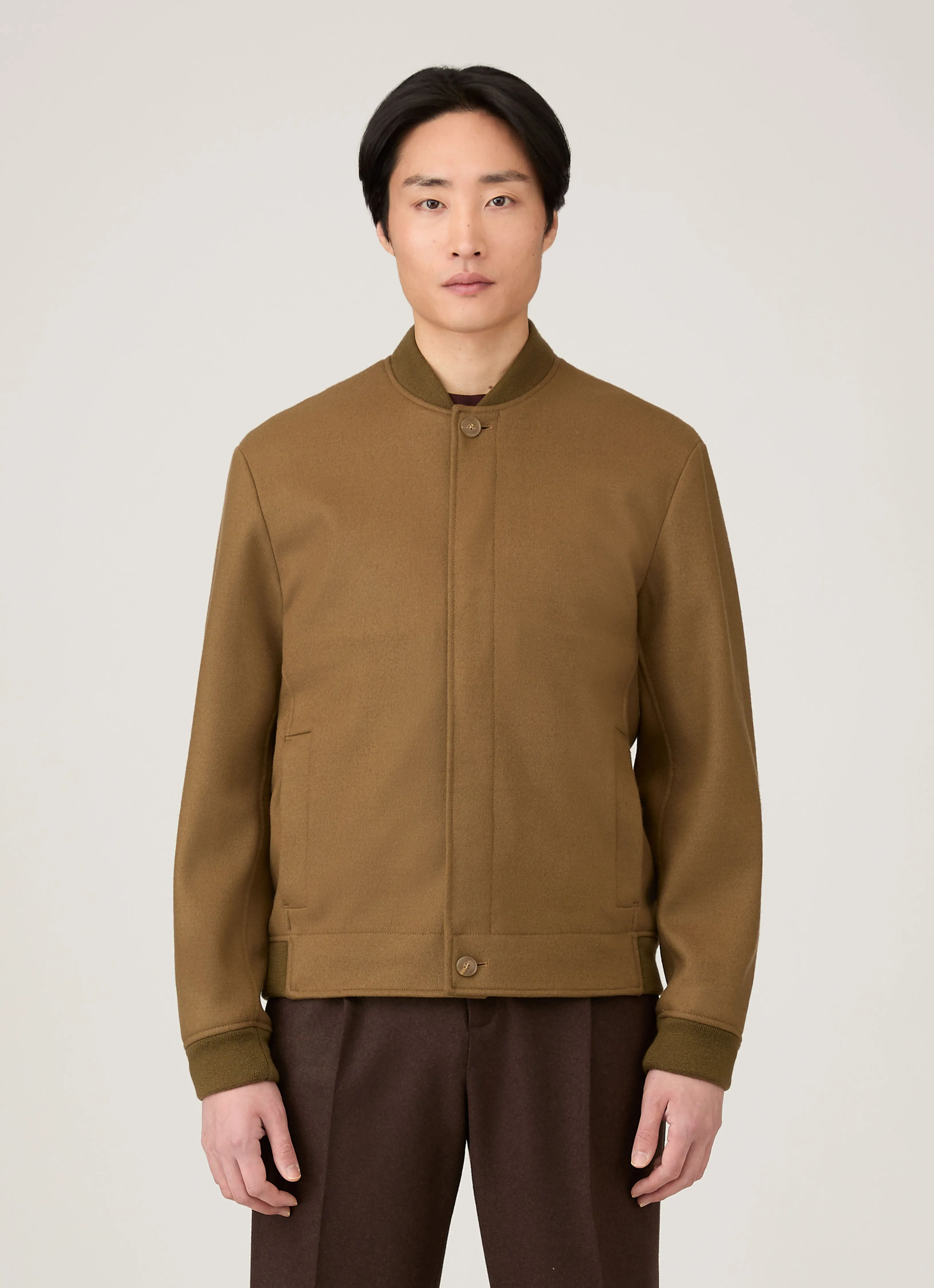 Simple Layers Men's Wool Bomber Jacket in Mole