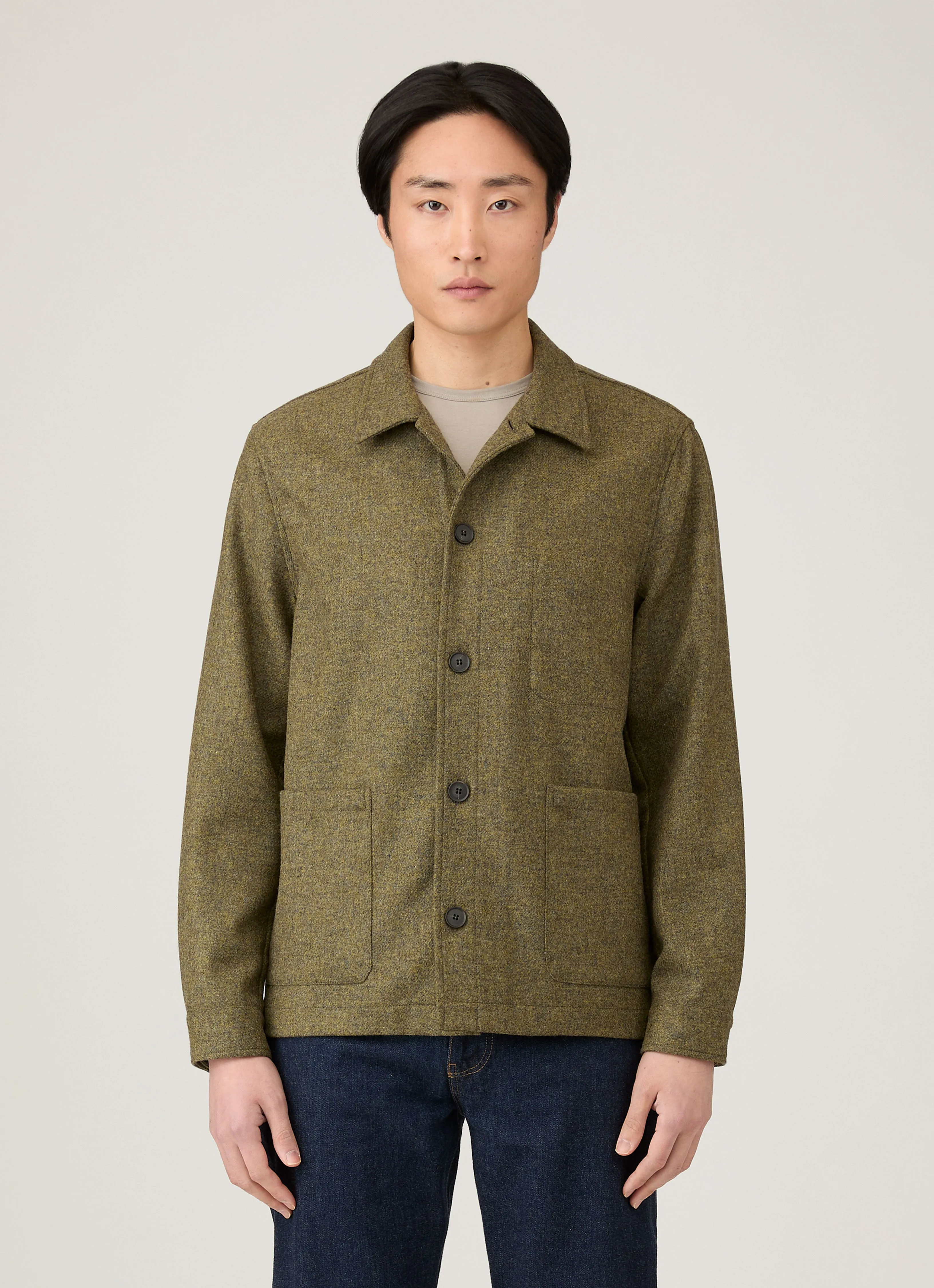 Waterproof Technology All Season Performance Weave Men's Wool Twin Pocket Jacket in Sea Moss