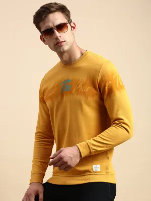 Men's Yellow Abstract Printed Cotton Pullover Sweatshirt product competitive edge