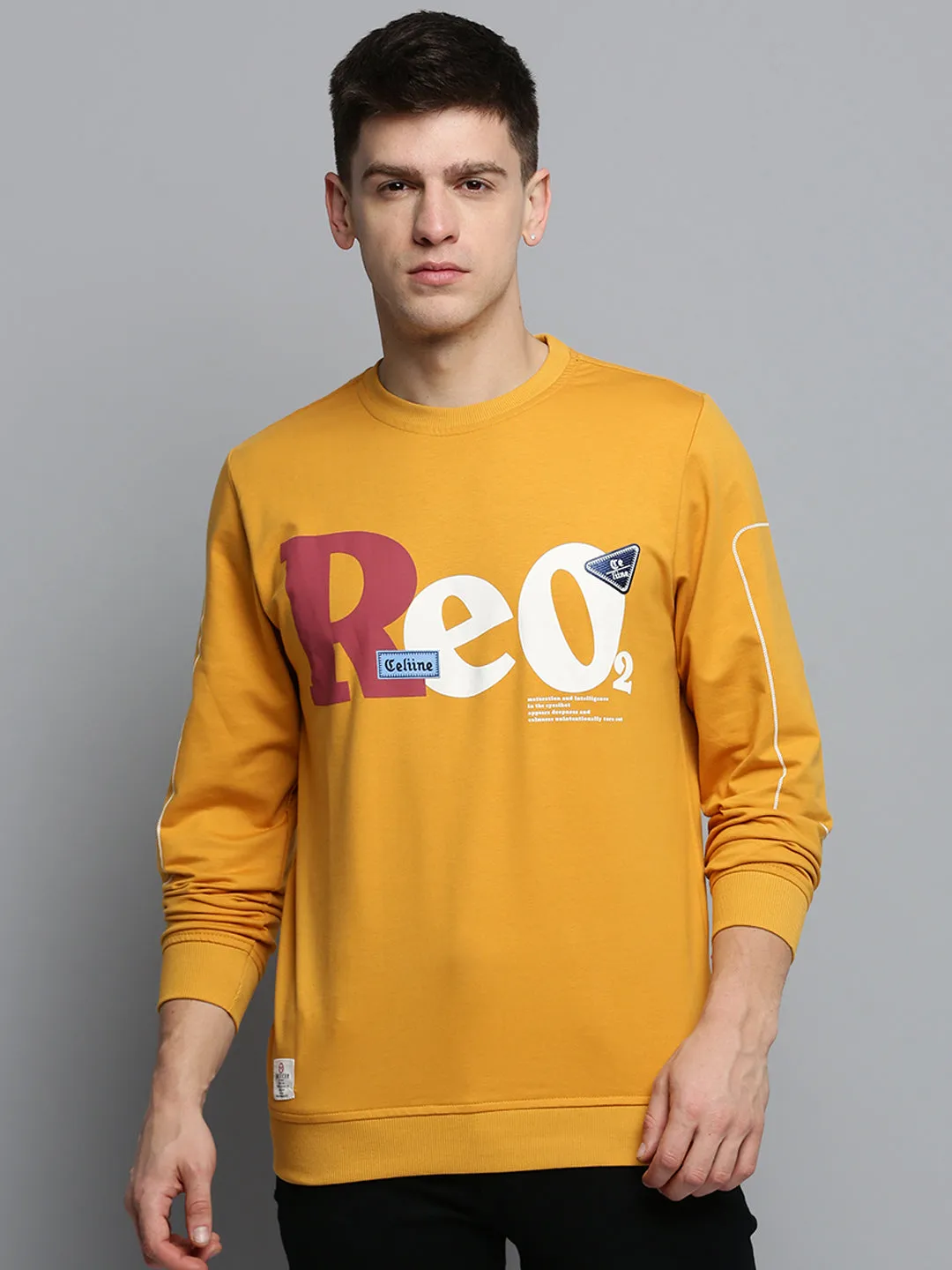 Urban Bold Men's Yellow Typography Printed Sweatshirt