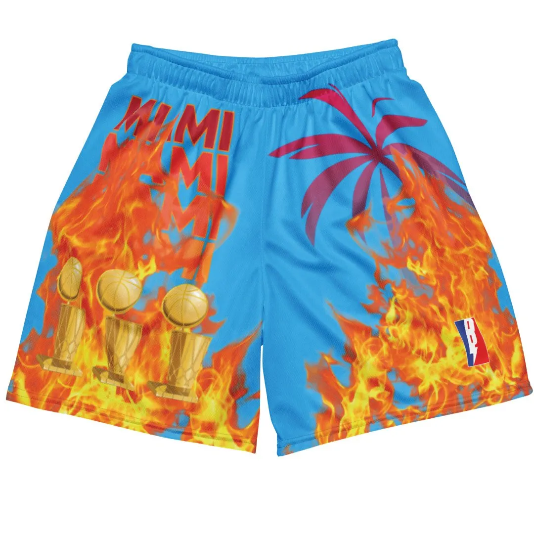 Effortless Look fall shorts MIAMI FLAMES HEAT MESH SHORTS