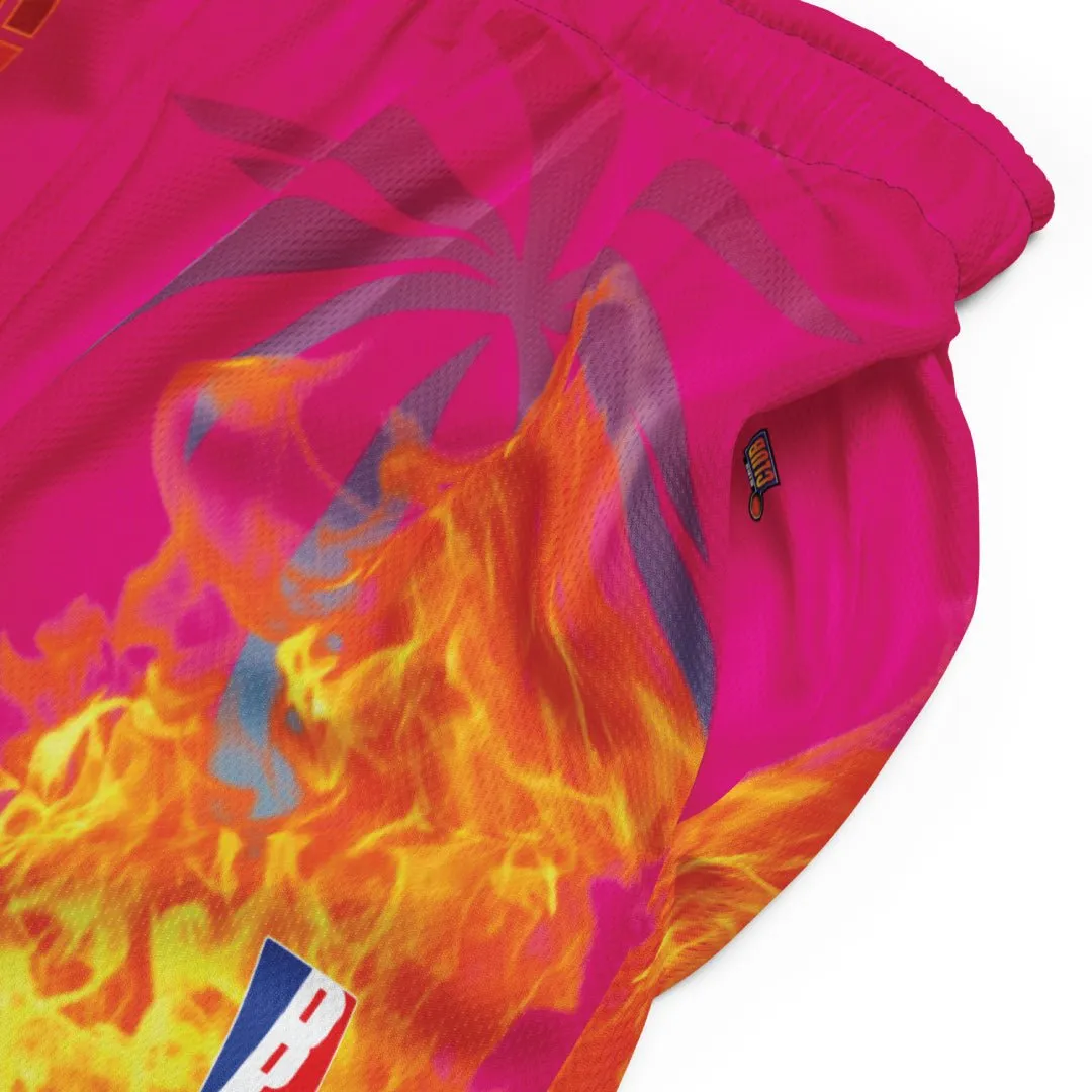 Reflective Safety Stripes Stretch Woven Fabric MIAMI FLAMES HEAT MESH SHORTS