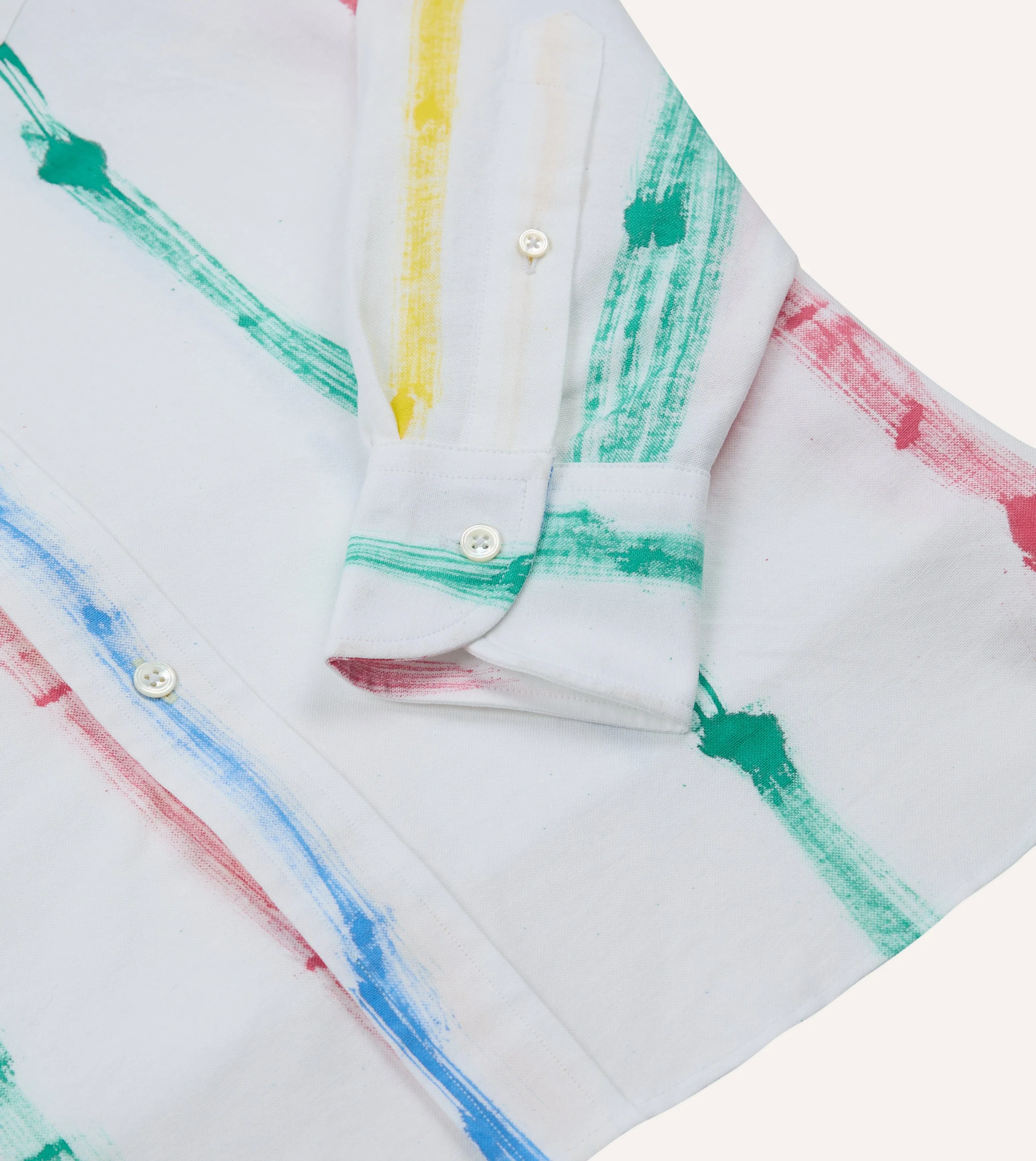 Classic Chic Michael McGregor for Drake??s Hand-Painted Stripe Cotton Oxford Cloth Button-Down Shirt