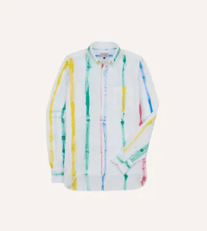 Michael McGregor for Drake??s Hand-Painted Stripe Cotton Oxford Cloth Button-Down Shirt Fashion Ready Relaxed Vibe