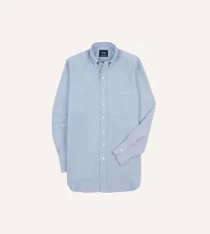 Thermoregulating Fabric Mid-Blue Cotton Oxford Cloth Button-Down Shirt