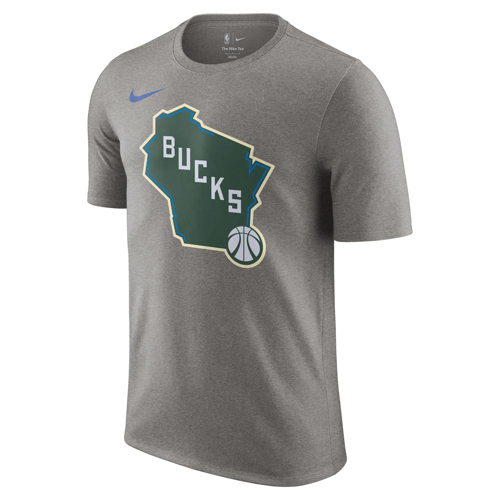 Milwaukee Bucks Essential City Edition Men's Nike NBA T-Shirt Non Chafing Edges Multi Panel Design