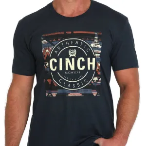 Cinch Men's Authentic Classic Graphic T-Shirt in Navy Collared Trendy Look