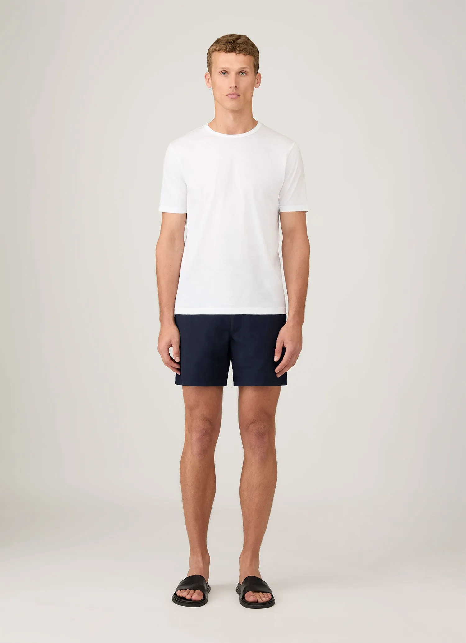 Moisture Wicking Material Versatile Piece Men's Tailored Swim Short in Navy