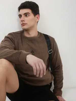 Men's Brown Graphic Print Round Neck Pullover Sweatshirt product return policy Cool Shades