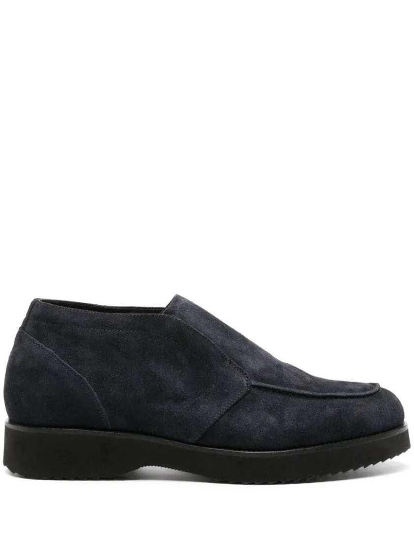 Tailored Office Blue Slip-On Suede Boots