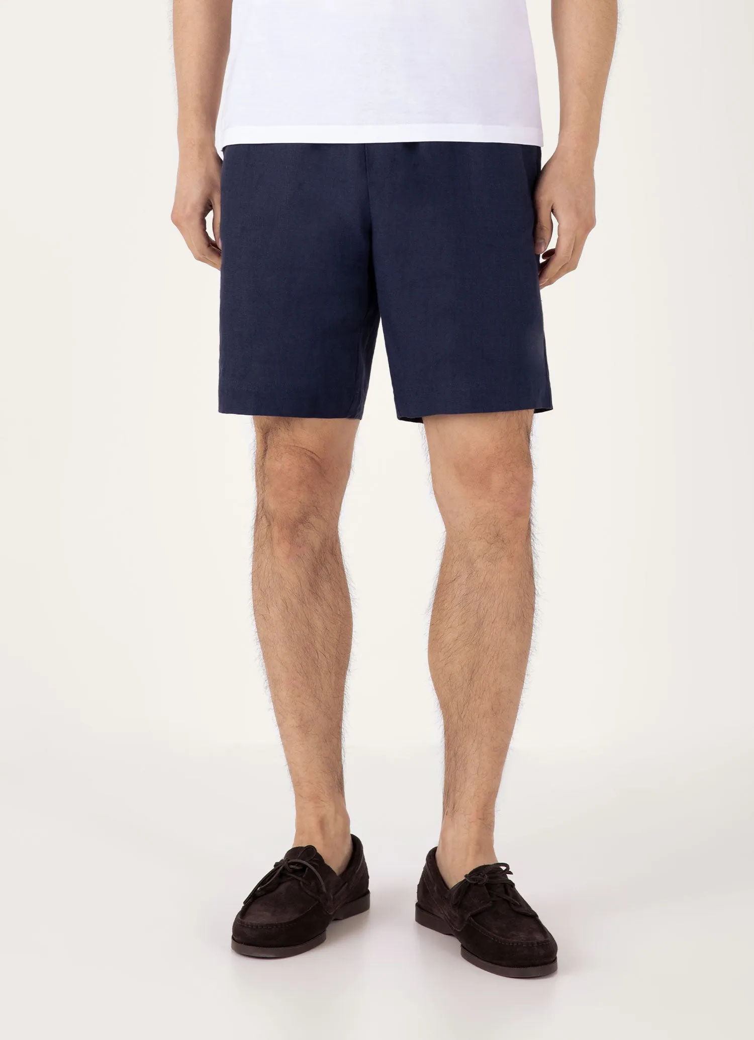 Stretch Waist City Shorts Men's Linen Drawstring Short in Light Navy