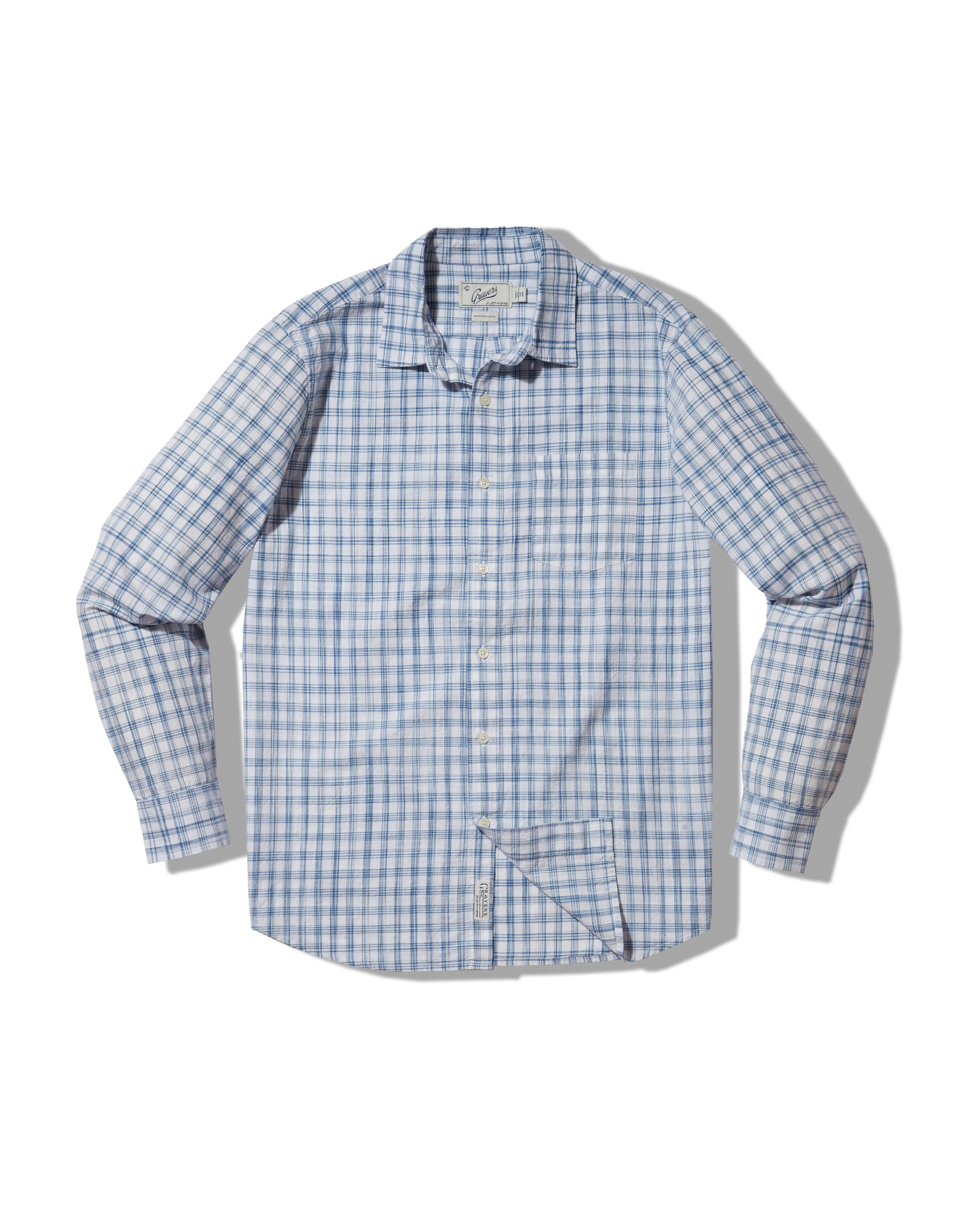 Space Dyed Gingham Shirt - Sky Blue Casual Appeal Minimalist Layer
