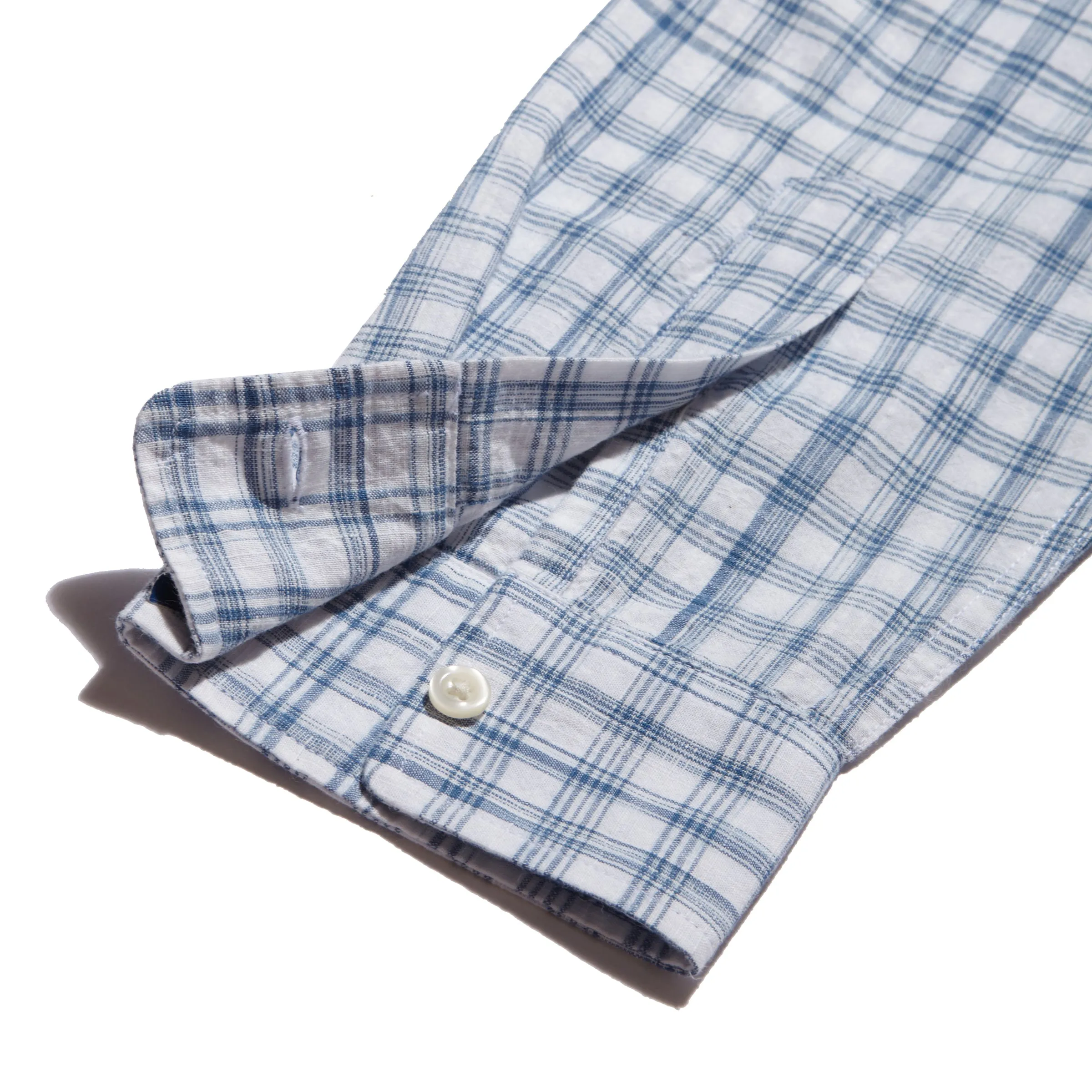 Quick Dry Wear Fit Space Dyed Gingham Shirt - Sky Blue