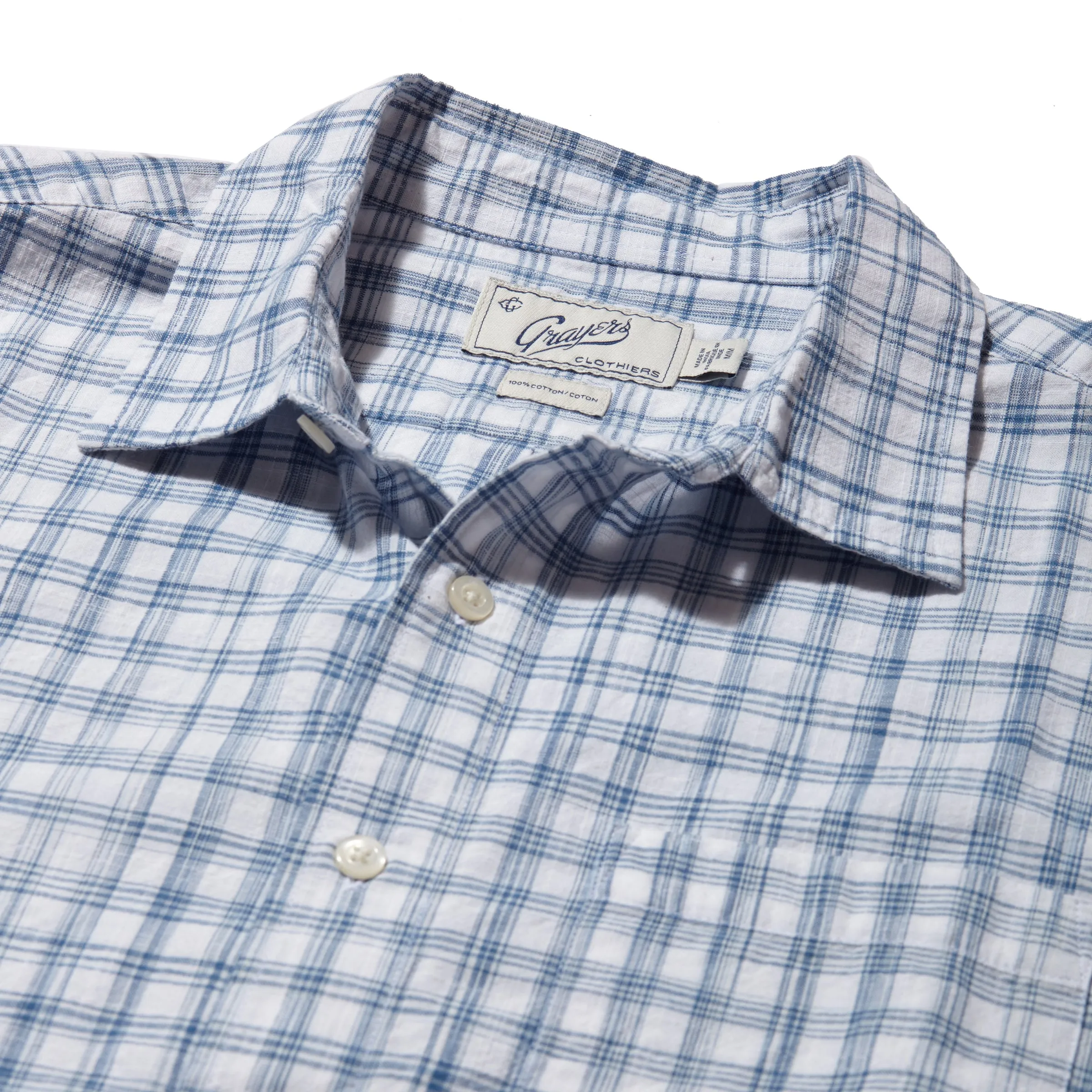 Space Dyed Gingham Shirt - Sky Blue Seasonal Outfit All-Weather Wear