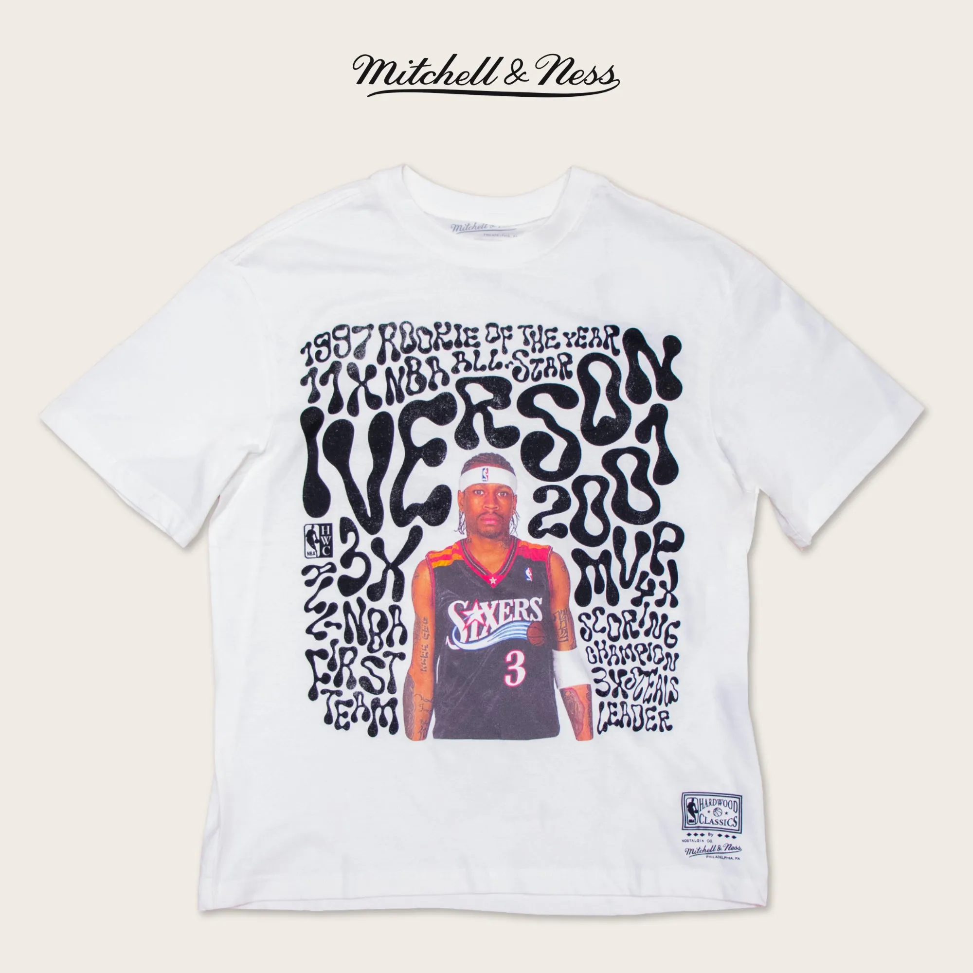 Minimal Design warm weather Mitchell & Ness 76ers Allen Iverson Player Abstract Tee