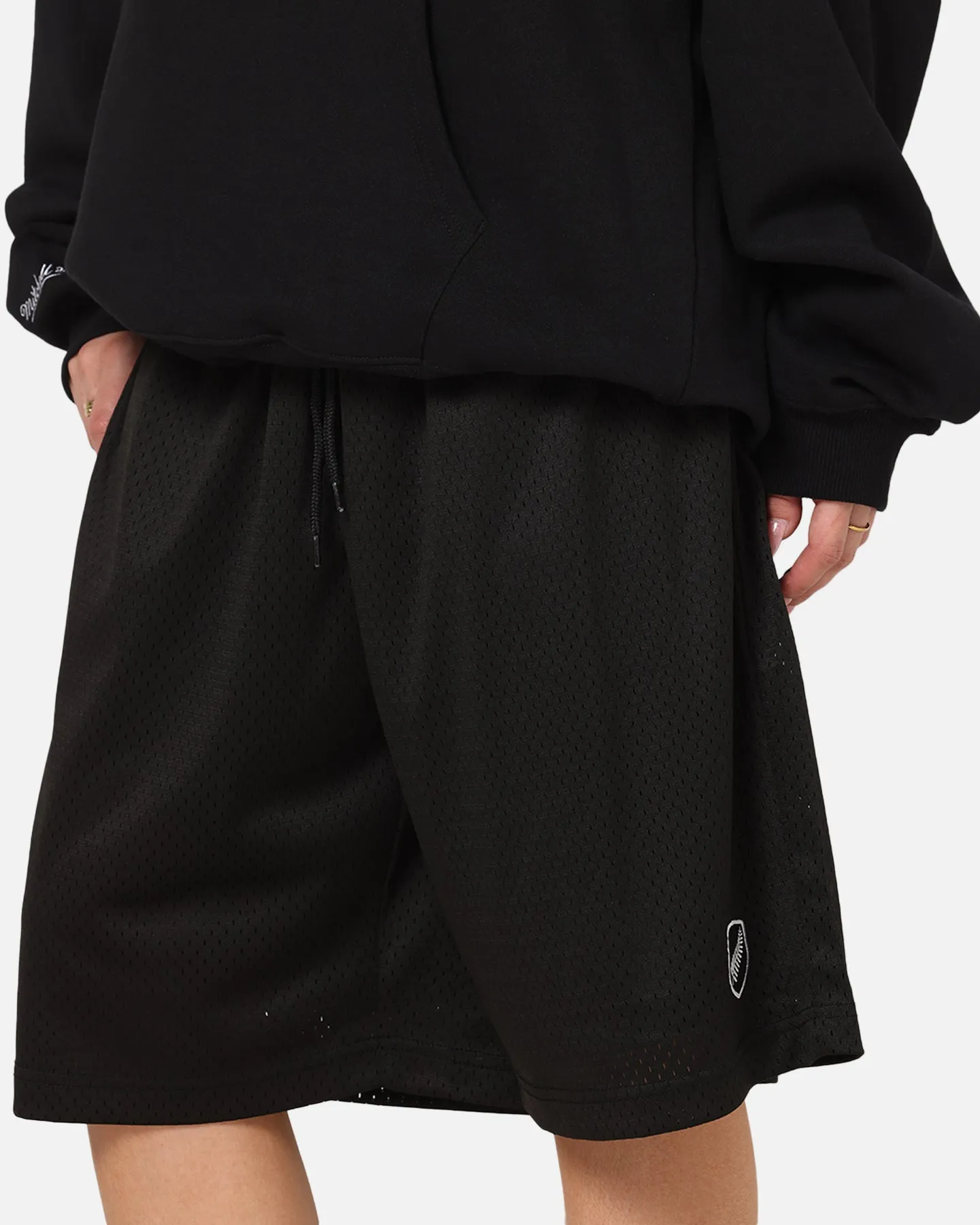 Outdoor Ready Fit Elastic Comfort Mitchell & Ness All Black Rugby Union Classic Mesh Shorts Solid Black