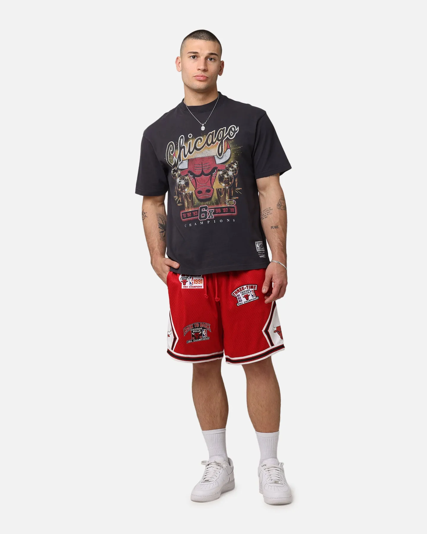 Zero Irritation Tags Sporty Fit Design Mitchell & Ness Chicago Bulls 'UNC To Chicago' Champions Shorts Red