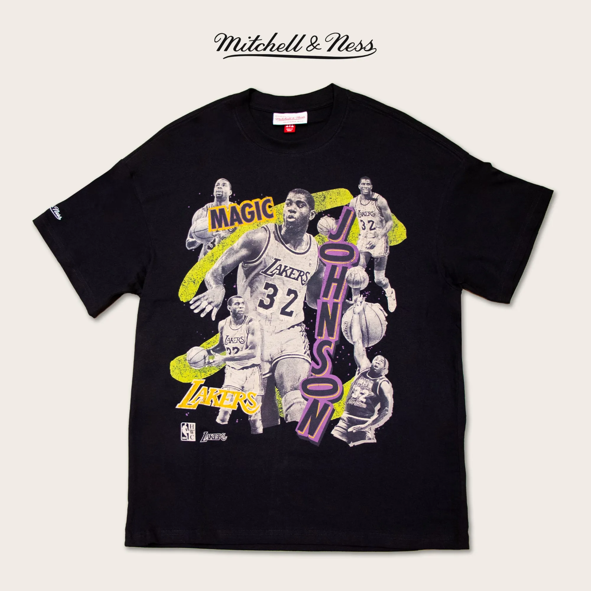 Breathable Sportswear Fabric Mitchell & Ness Los Angeles Lakers Magic Johnson Abstract Player T-Shirt