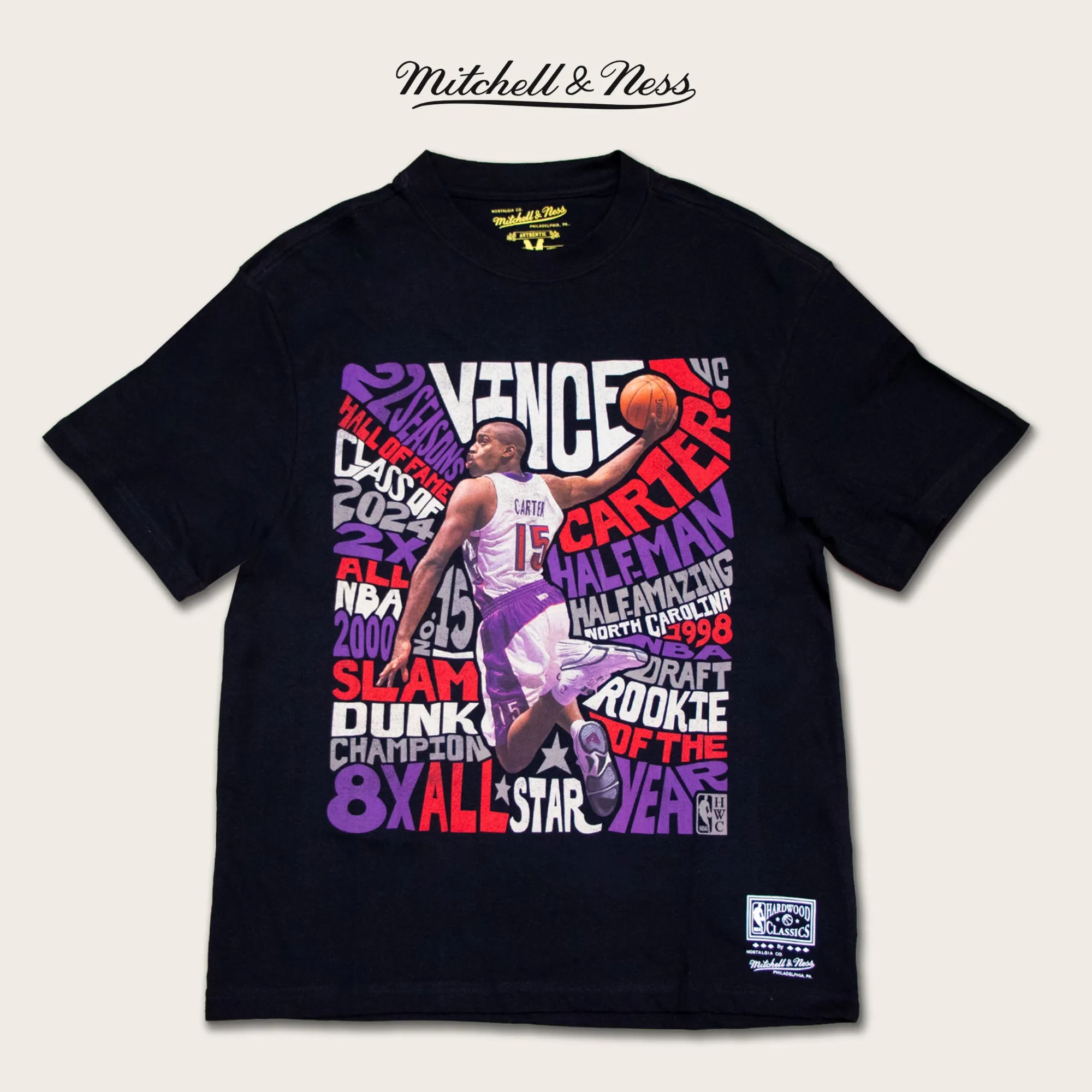 Ventilation Mesh Design Sweat Wicking Technology Mitchell & Ness Vince Carter Toronto Raptors Abstract Tee