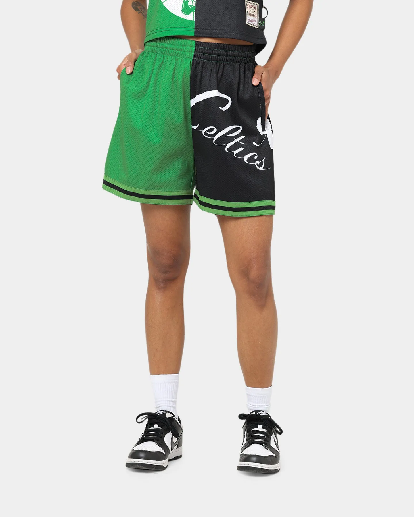 Roomy Fit All Weather Fit Mitchell & Ness Women's Boston Celtics Big Face 5.0 Shorts Green