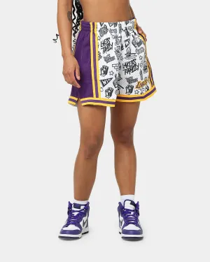 school wear Mitchell & Ness Women's Los Angeles Lakers Doodle Shorts White