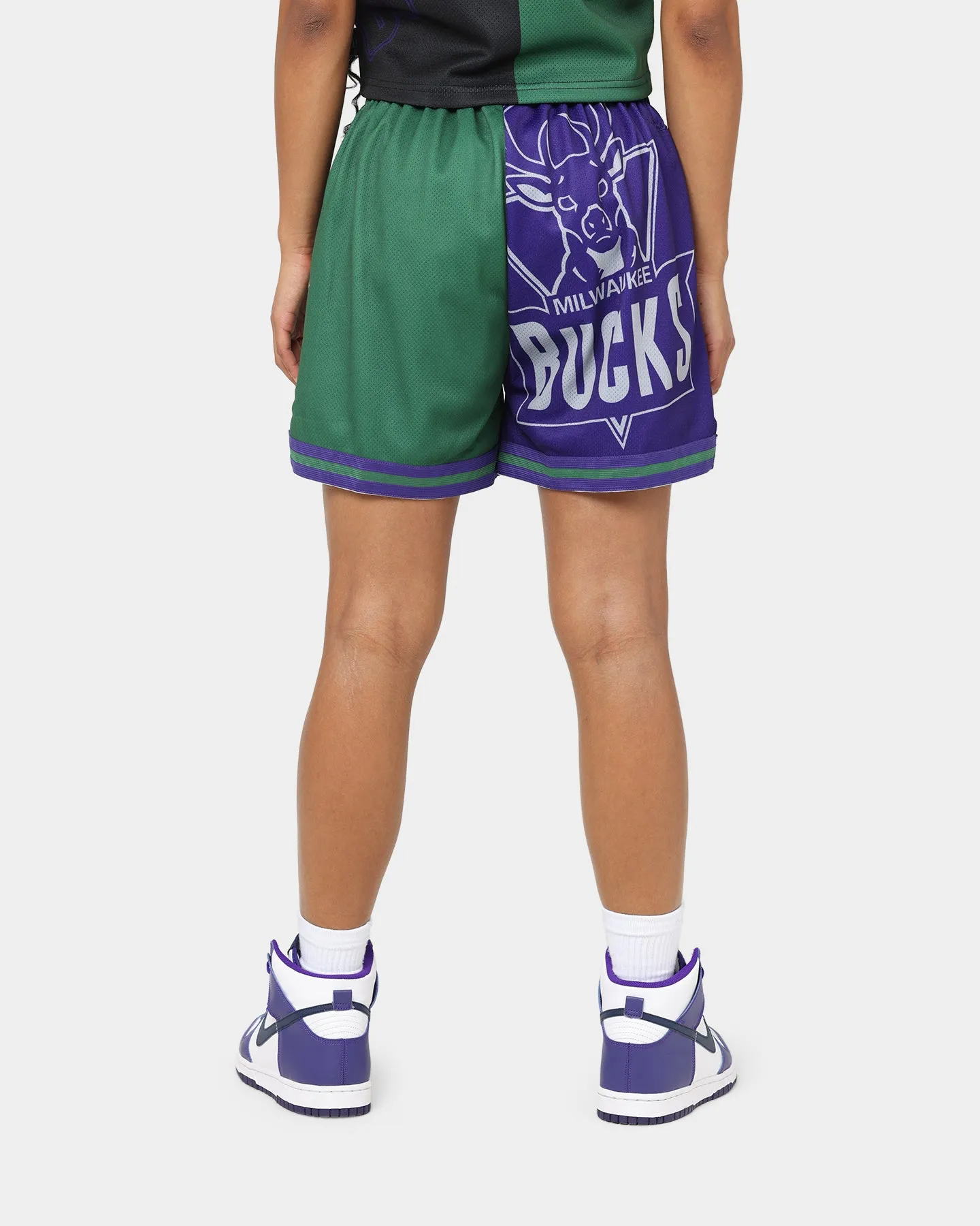 Active Fit Casual Fit Wear Mitchell & Ness Women's Milwaukee Bucks Big Face 5.0 Shorts Purple