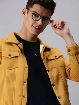 Men's Yellow Front Open Sweatshirt Breathable fabric