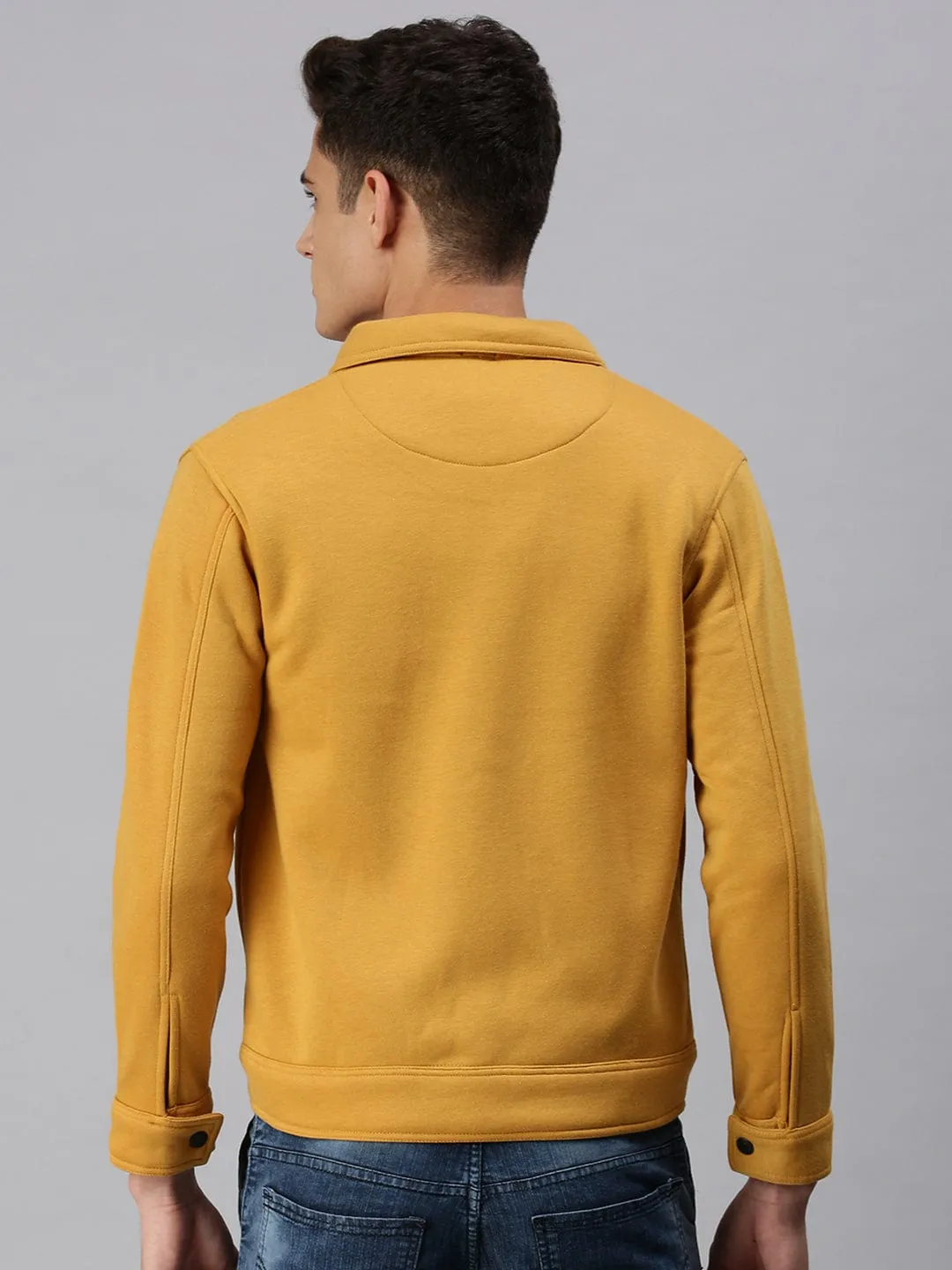 Men's Yellow Front Open Sweatshirt sporty wear