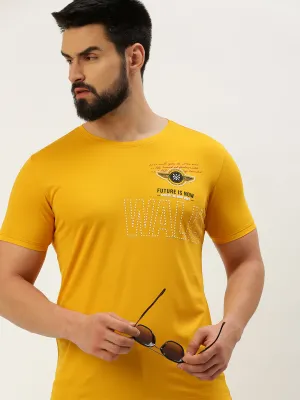 Men's Yellow Round Neck Slim Fit T-shirt Easy Look